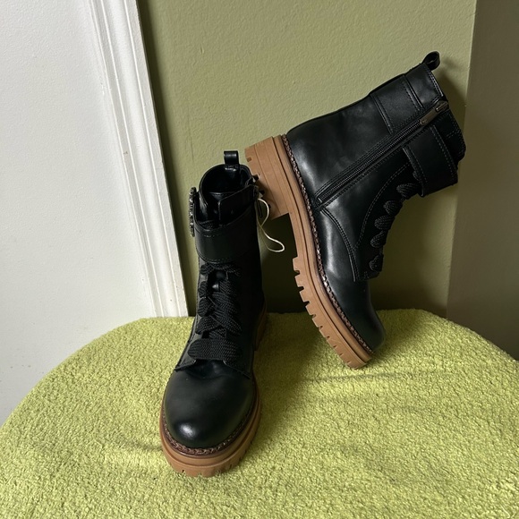 New Sam & Libby Samantha Embellished Black Combat Women’s Boots - Picture 2 of 10